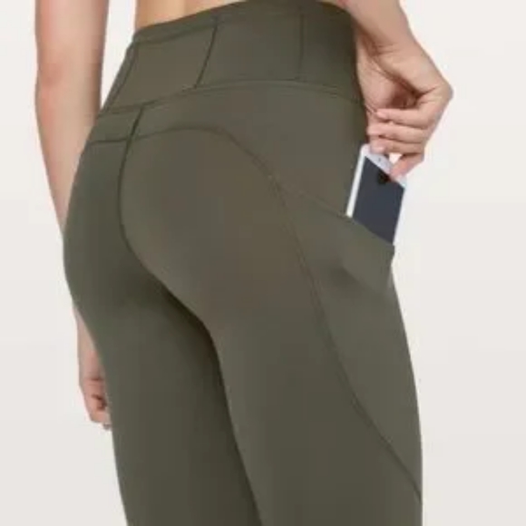 Lululemon Fast and Free Crops 2 Olive - Picture 2 of 5